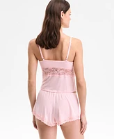 I.n.c. International Concepts Women's Lace-Trim Short Pajama Set, Exclusively at Macy's