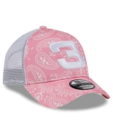 New Era Men's Pink Austin Dillon 9FORTY A-Frame Trucker Paisley Adjustable Hat