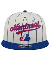 New Era Men's White Montreal Expos Jersey Pinstripe 9FIFTY Snapback Hat