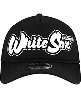 New Era Men's Black Chicago White Sox Retro Bold A-Frame Trucker 9FORTY Adjustable Hat