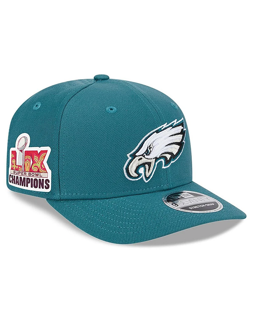 New Era Men's Midnight Green Philadelphia Eagles Super Bowl Lix Champions Side Patch 9SEVENTY Adjustable Hat