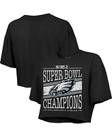 Majestic Women's Black Philadelphia Eagles Super Bowl Lix Champions Extra Point Boxy Crop Top
