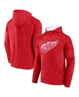 Fanatics Men's Red Detroit Wings Iconic Defender Raglan Pullover Hoodie