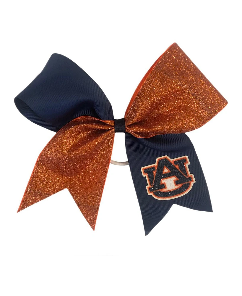 Usa Licensed Bows Auburn Tigers Jumbo Glitter Bow with Ponytail Holder