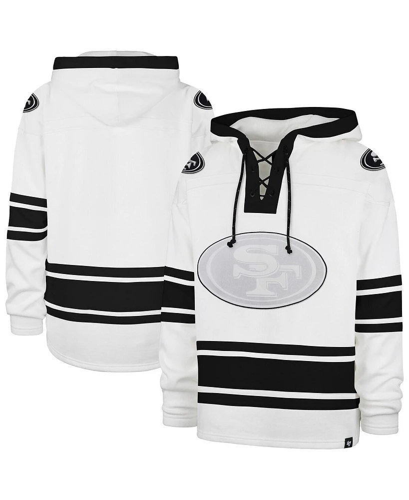 '47 Brand Men's White San Francisco 49ers After Image Superior Lacer with Hood Sweatshirt