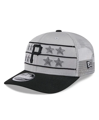 New Era Men's Gray/Black Pittsburgh Pirates 2025 Batting Practice 9SEVENTY Stretch-Snap Trucker Hat