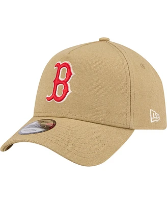 New Era Men's Khaki Boston Red Sox Logo Essentials 9FORTY A-Frame Adjustable Hat