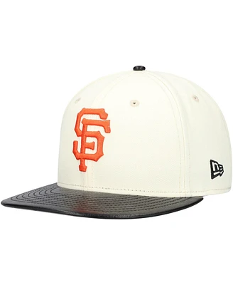 New Era Men's Cream San Francisco Giants Game Night Leather Visor 59FIFTY Fitted Hat