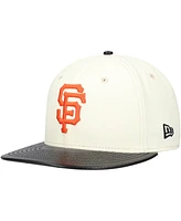 New Era Men's Cream San Francisco Giants Game Night Leather Visor 59FIFTY Fitted Hat