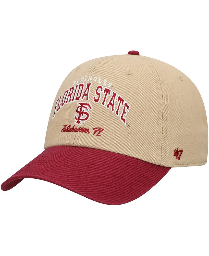 '47 Brand Men's Khaki Florida State Seminoles Local Clean Up Adjustable Hat