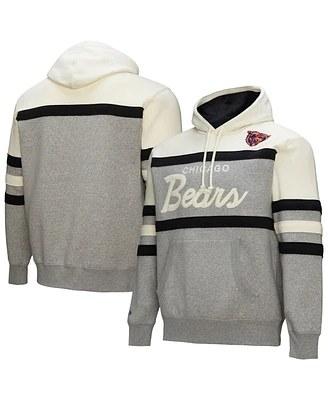 Mitchell & Ness Men's Heather Gray Chicago Bears Head Coach Vintage Logo Pullover Hoodie