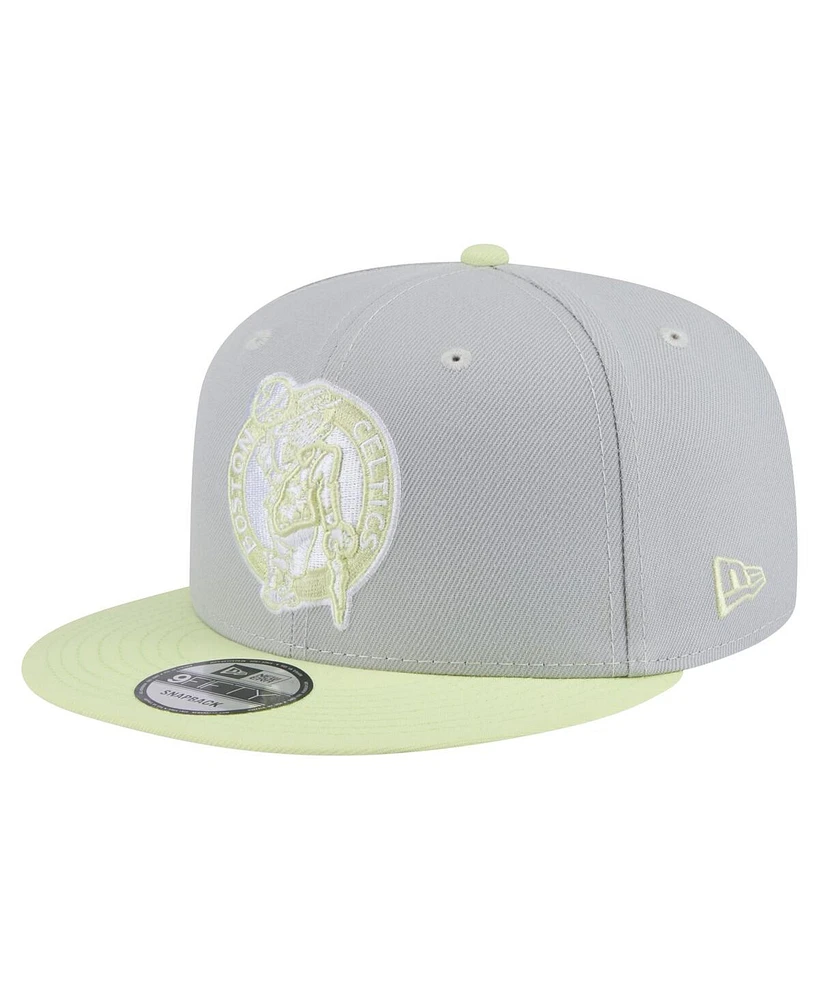 New Era Men's Gray/Yellow Boston Celtics Color Pack Two-Tone 9FIFTY Snapback Hat