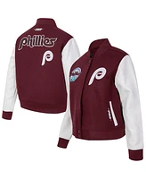 Pro Standard Women's Burgundy Philadelphia Phillies Game Day Classics Wool Varsity Jacket