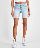 Celebrity Pink Juniors' Cuffed Hem Bermuda Denim Shorts