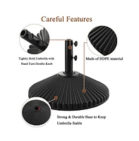 23in Patio Umbrella Base Round Heavy Duty Umbrella Base Outdoor Umbrella Stand Water and Sand Fillable for Backyard Garden