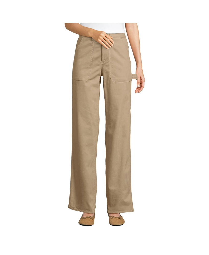 Lands' End Women's Herringbone Chino High Rise Utility Pants