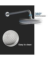 9.5 Inch Wall Mount Dual Shower Heads Shower System with Handheld Sprayer 5-Spray Patterns Shower with Thermostatic Valve in Brushed Nickel