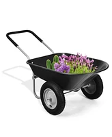 2-Tire Wheelbarrow Garden Cart Heavy-Duty Utility Dolly for Landscaping & Yard Work
