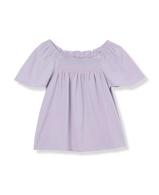 Lands' End Girls Short Sleeve Smock Flutter Top