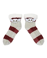 Harry Potter Women's Hedwig Character Patch Faux Shearling Lined Quarter Crew Socks