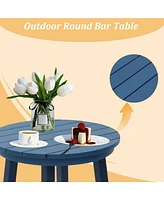 Tall Adirondack Chair with Bar Table Patio Chairs Outdoor Barstool Furniture Set Balcony for Lawn Backyard Garden, Blue