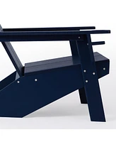 Outdoor Hdpe Modern Adirondack Chair with Cup Holder (Set of 2)