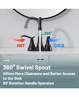 4 Inch 2-Handle Centerset Bathroom Sink Faucet with Drain Assembly and Supply Hose cUPC Lavatory Faucet Mixer Double Handle Tap Deck Mounted Oil Rubbe