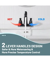 4 Inch 2-Handle Bathroom Sink Faucet Centerset Bathroom Faucet 2 Handle Sink Faucet with Pop up Drain Water Supply Hoses Brushed Nickel