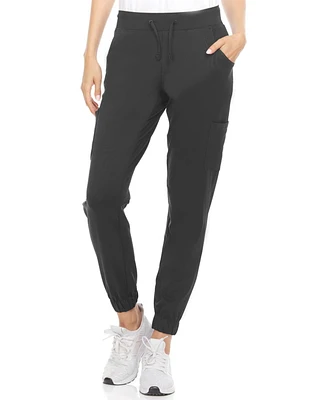 Medichic Women's Scrubs Mid Rise Six Pocket Yoga Scrub Joggers, Wine Large