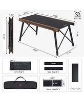 Naturehike Folding Igt Camping Table, Portable Outdoor Igt Cook System, Ultralight Aluminum Camp Table with Carry Bag for Car Camping Picnic Rv Trip P