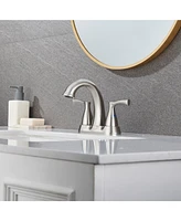 Oil Rubbed Bronze Two Handle 4-Inch Centerset Bathroom Faucet with Drain Assembly 3 Hole Lavatory Vanity Sink Faucets Pop-up Drai