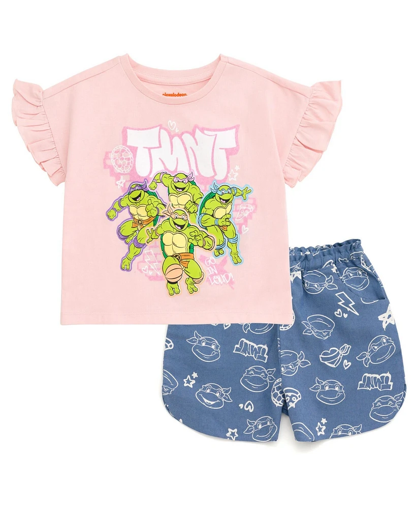 Teenage Mutant Ninja Turtles Toddler Girls T-Shirt and Chambray Shorts Outfit Set