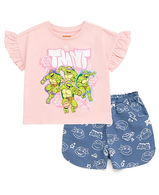 Teenage Mutant Ninja Turtles Toddler Girls T-Shirt and Chambray Shorts Outfit Set