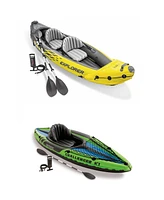 Intex 2-Person Inflatable Kayak with Oars and Pump and 1-Person Inflatable Kayak