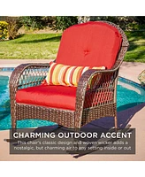 Best Choice Products Outdoor Wicker Rocking Chair for Patio, Porch w/ Steel Frame, Weather-Resistant Cushions