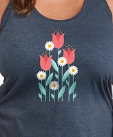 Hybrid Apparel Plus Red Flowers Graphic Tank Top