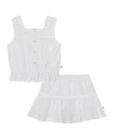 Calvin Klein Toddler and Little Girls 2-Piece Crochet Trim Seersucker Skort Set