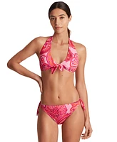 Lauren Ralph Women's Printed Tie-Front V-Neck Bikini Top