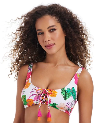 Bar Iii Women's Bermuda Babe Lace-Up Bikini Top, Exclusively at Macy's