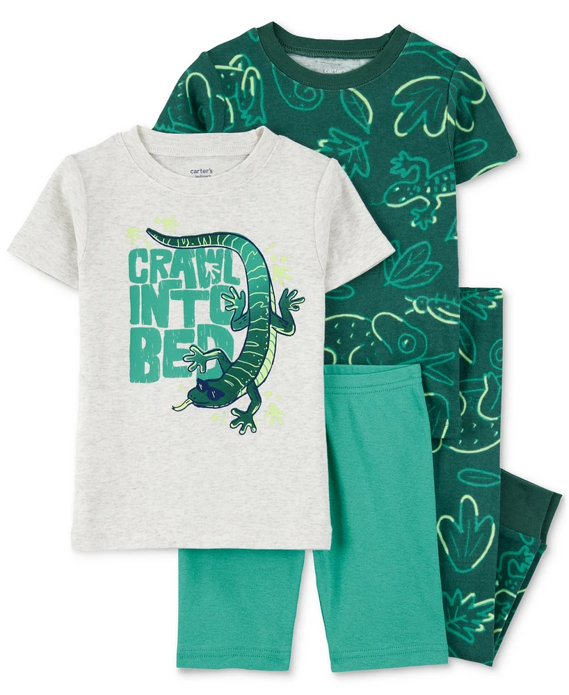 Carter's Toddler Boys Lizard Pajamas, 4 Piece Set