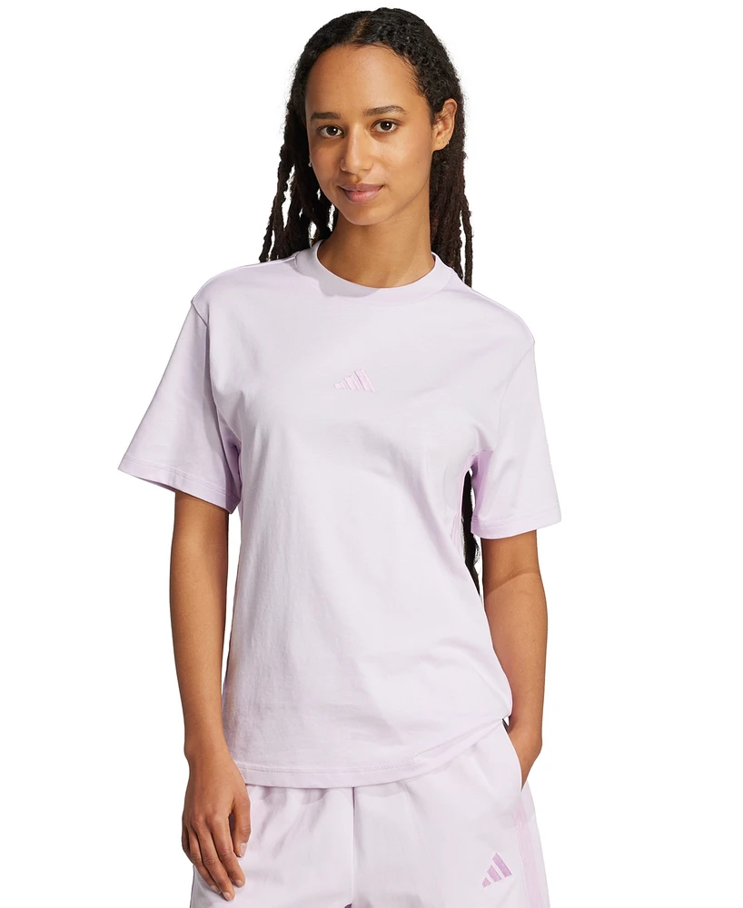 adidas Women's Cotton Essentials 3-Stripe T-Shirt