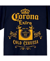 Corona Cold Cerveza Label Men's Navy T-Shirt-3XL