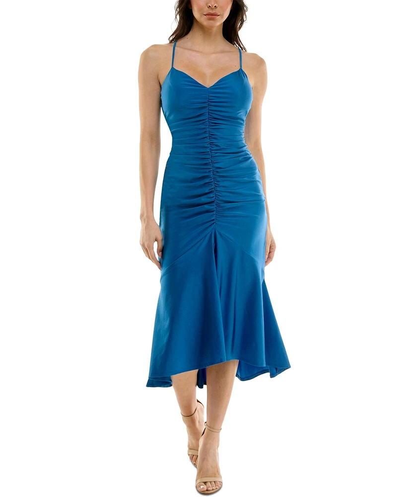 Emerald Sundae Juniors' Ruched Midi Dress