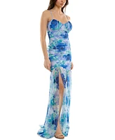 Juniors' Bax Shirred Slit-Front Sleeveless Gown, Created for Macy's