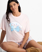 Love Tribe Juniors Cinnamoroll Bow T Shirt Pull On Lounge Shorts