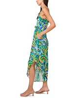 Msk Petite Printed Tie-Waist Sweetheart Wide-Leg Jumpsuit