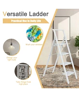 3 Step Ladder, 3 Step Stool Folding Step Stool with Handrails, Gorilla Ladders 500LBS Capacity Sturdy& Portable Ladder for Home Kitchen Library Office