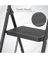 2 Step Ladder Portable Folding Ladder Stool for Adults with Wide Anti-Slip Pedal