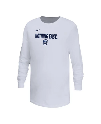 Nike Big Boys and Girls White Creighton Bluejays 2025 Legend Bench Long Sleeve T-Shirt