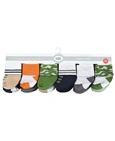 Luvable Friends Baby Boys Cotton Rich Terry Socks 24-Pack, Orange Blue Stripe